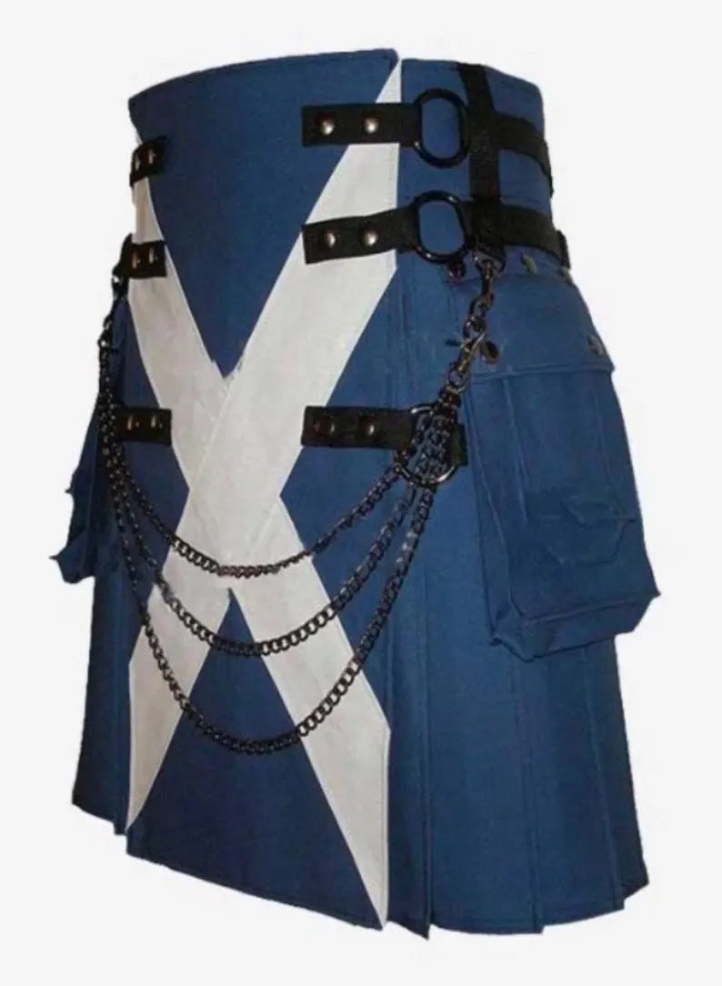 Scottish Saint Flag Kilt In Royal Blue Colour For Men’s