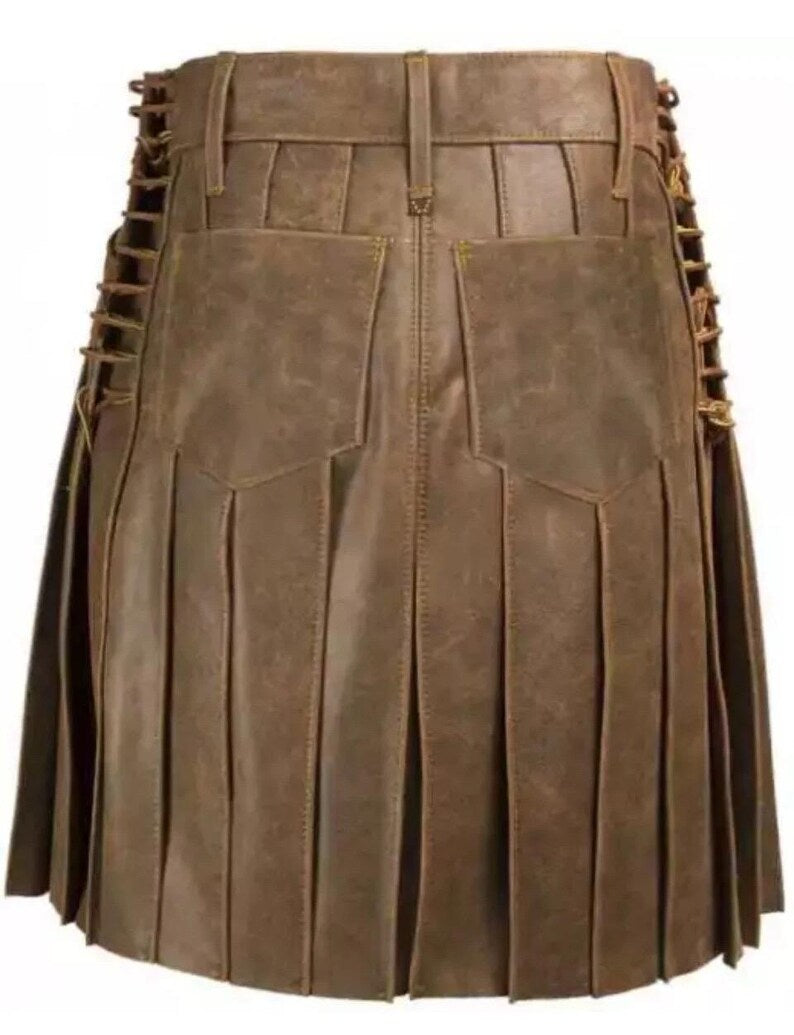 Genuine Leather Kilt For Men Vintage Made Custume Kilt