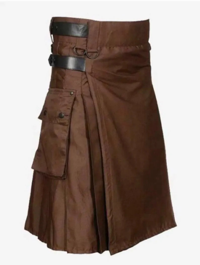 Scottish Chocolate Brown Utility Kilt For Men’s