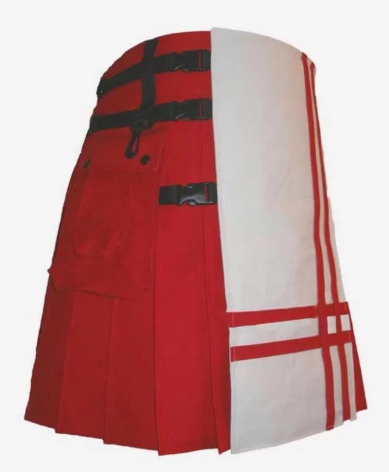 Scottish Double Cross Kilt Formt Panel With Red Headed Hike For Men’s