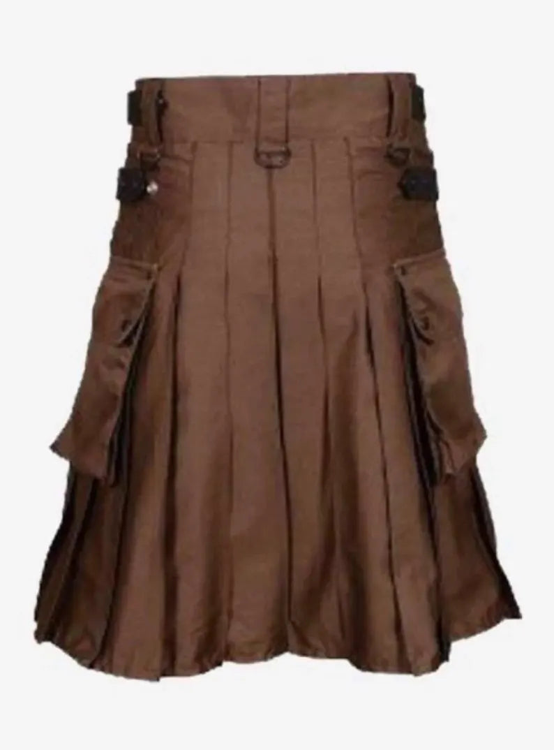 Scottish Chocolate Brown Utility Kilt For Men’s