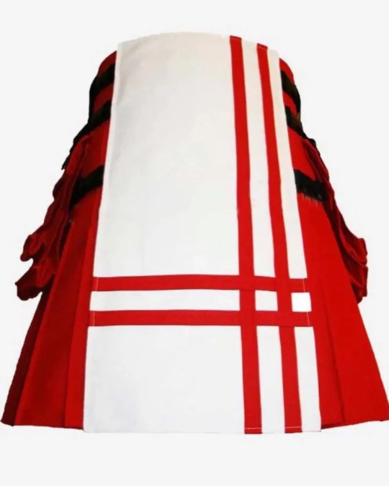 Scottish Double Cross Kilt Formt Panel With Red Headed Hike For Men’s
