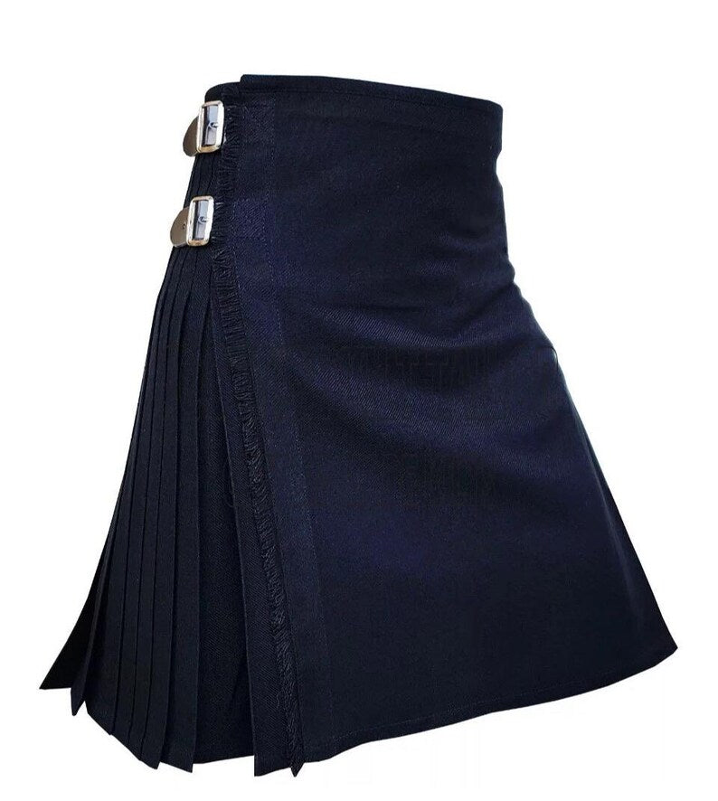 Scottish Solid Black Tartan Kilt For Men Custom Handmade Traditional 8 Yard kilts
