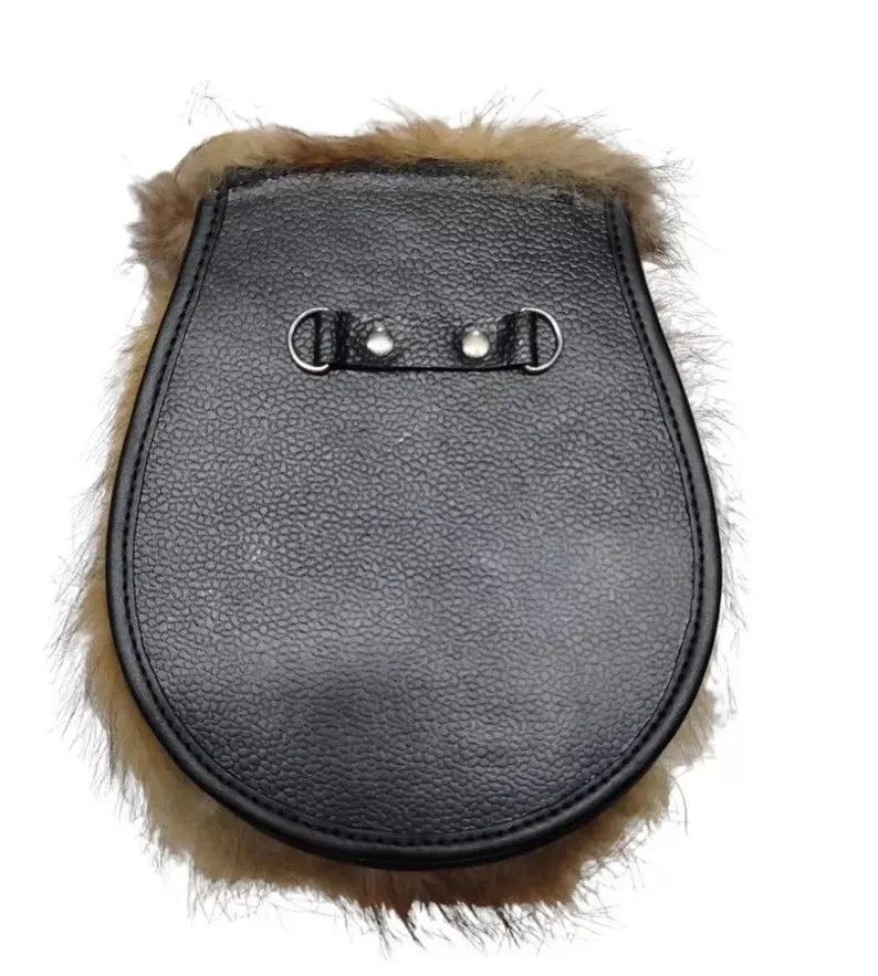 Full Mask Brown Fox Head Sporran With Real Leather Back and Chain Belt