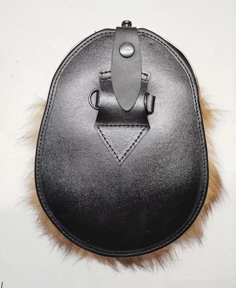 Real Red Rabbit Kilt Sporran With Genuine Leather Back