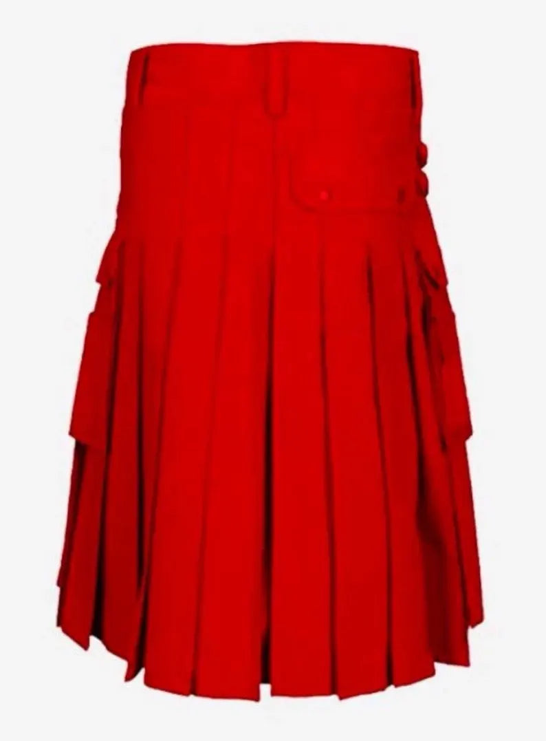 Scottish Red Modern Utility Kilt For Men’s