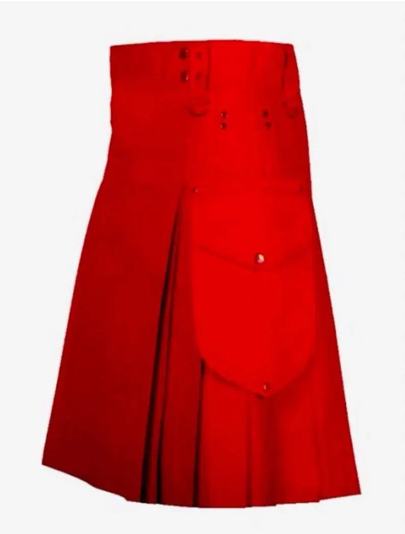Scottish Red Modern Utility Kilt For Men’s