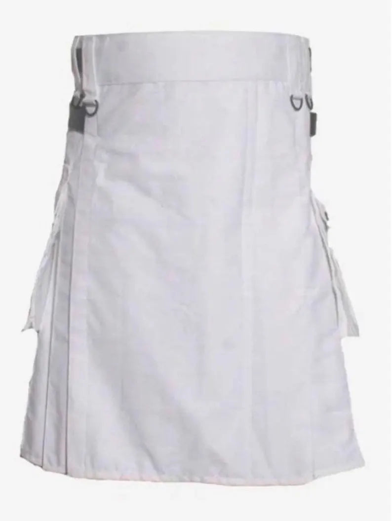 Scottish Classic White Utility Kilt for Men’s
