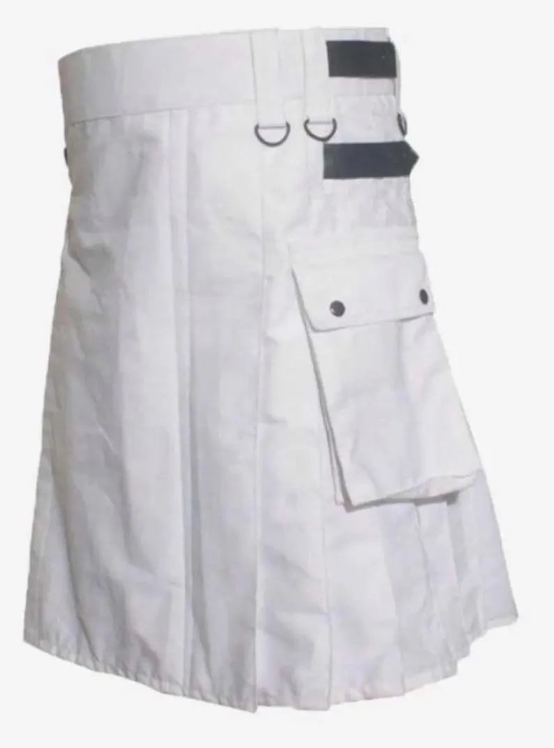 Scottish Classic White Utility Kilt for Men’s