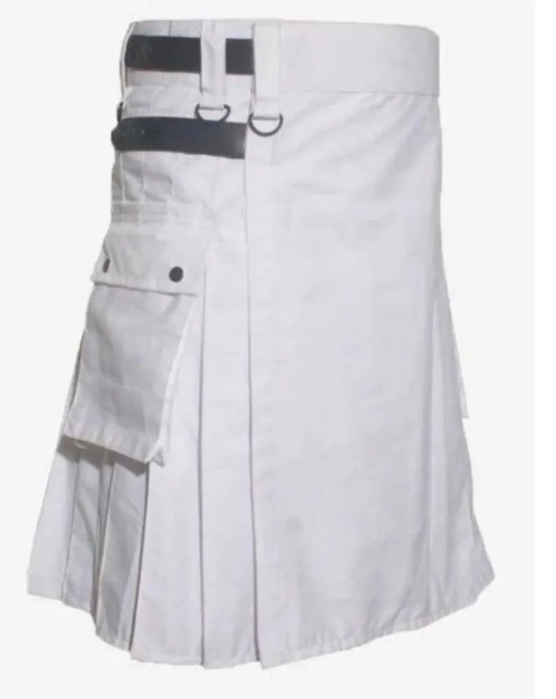 Scottish Classic White Utility Kilt for Men’s