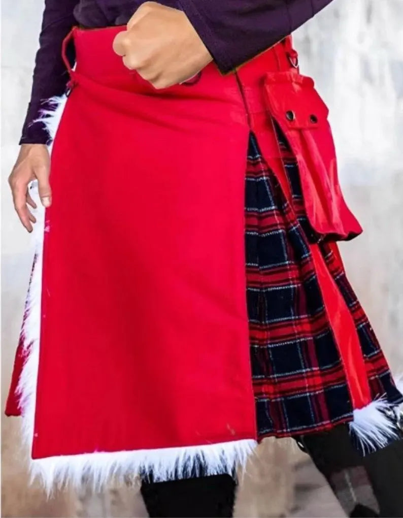 Scottish Christmas Santa Claus Kilt For Men Custom Handmade Traditional kilts