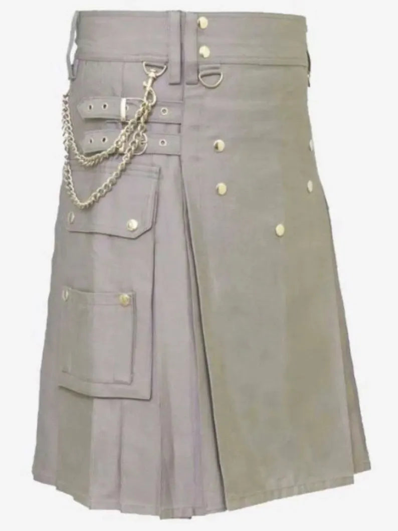 Scottish Standard Grey Utility Kilt For Men’s