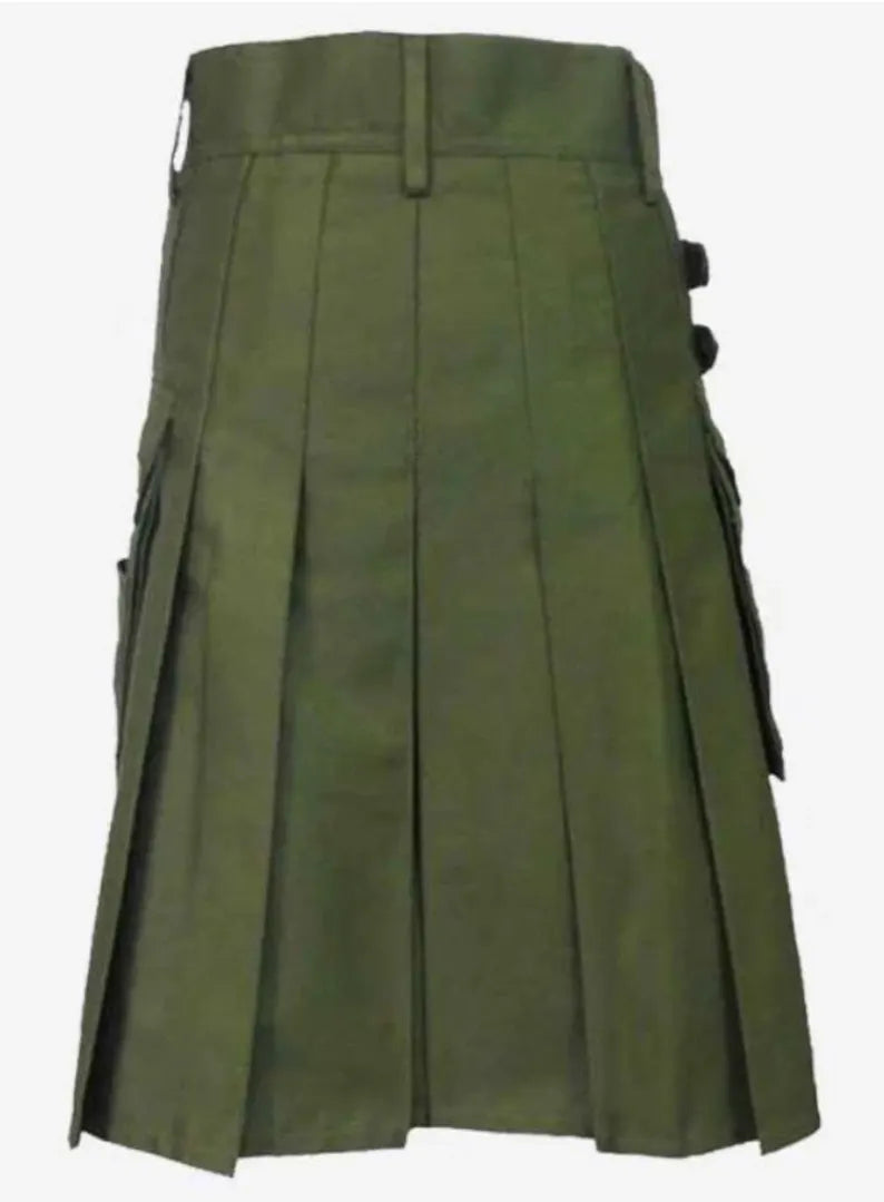 Scottish Olive Green Utility Kilt For Men’s