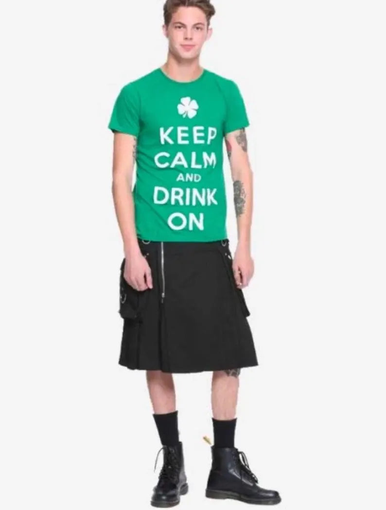 Scottish Black Tripp Utility Handmade Kilt For Men’s