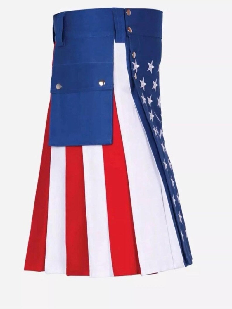 USA Flag Utility Kilt For patriotic Men With pockets