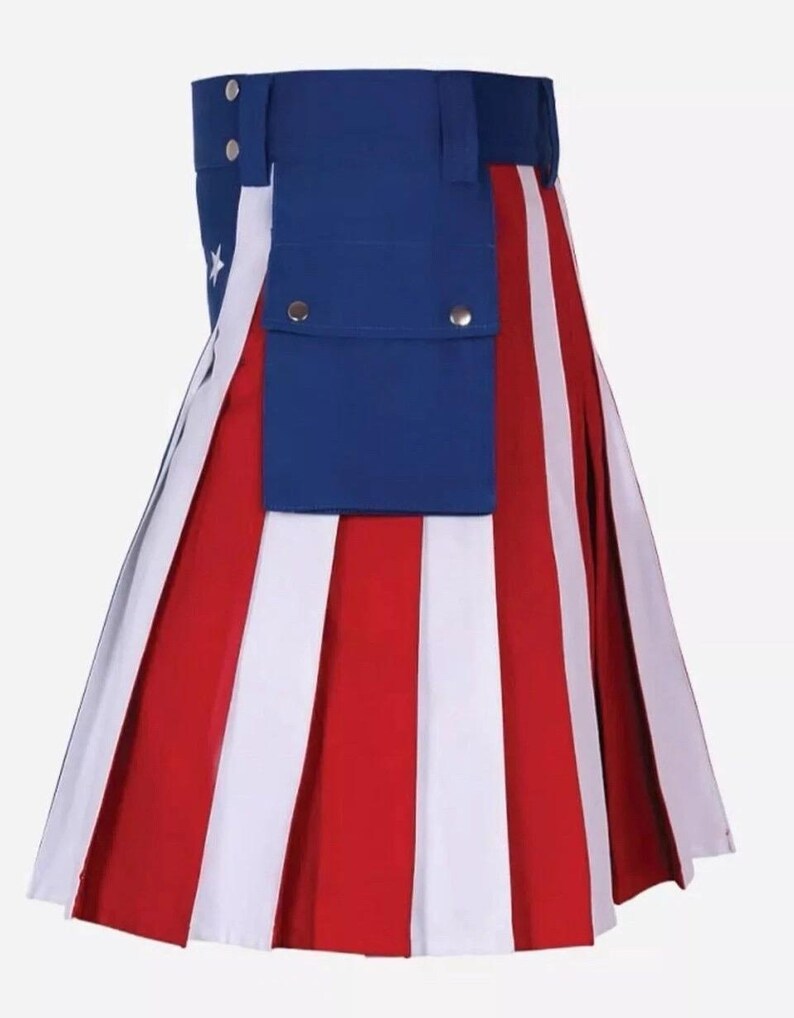 USA Flag Utility Kilt For patriotic Men With pockets