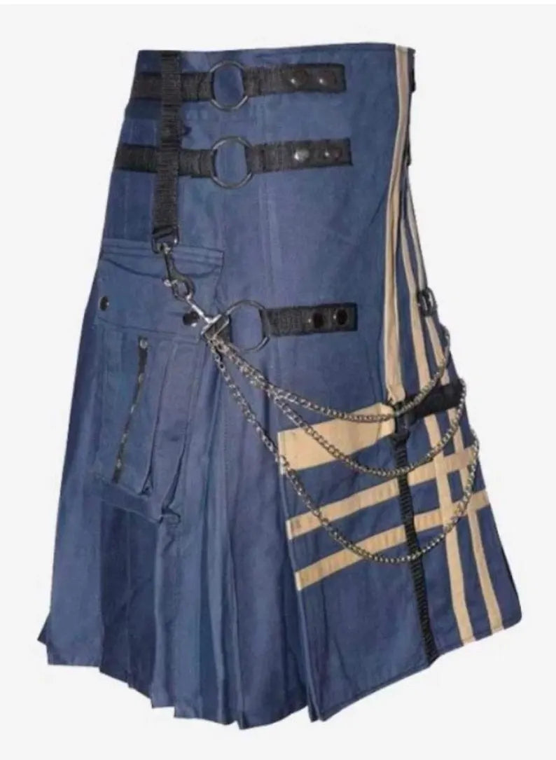 Scottish Premium Quality Traditional Utility Kilt With Chain For Men’s