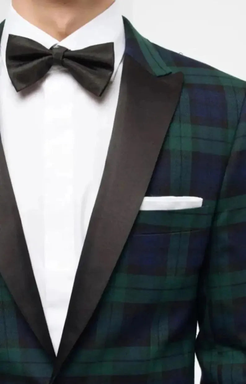 Scottish Men’s Black Watch Tartan Blazer Jacket Weeding Coat