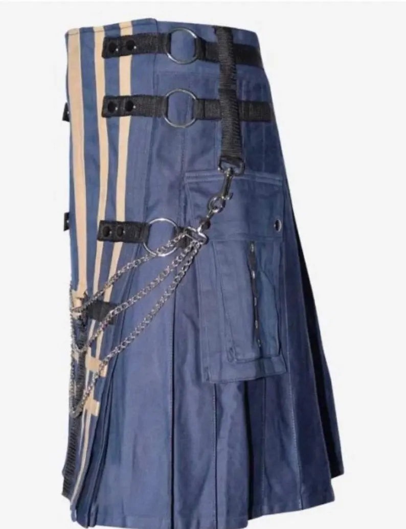 Scottish Premium Quality Traditional Utility Kilt With Chain For Men’s