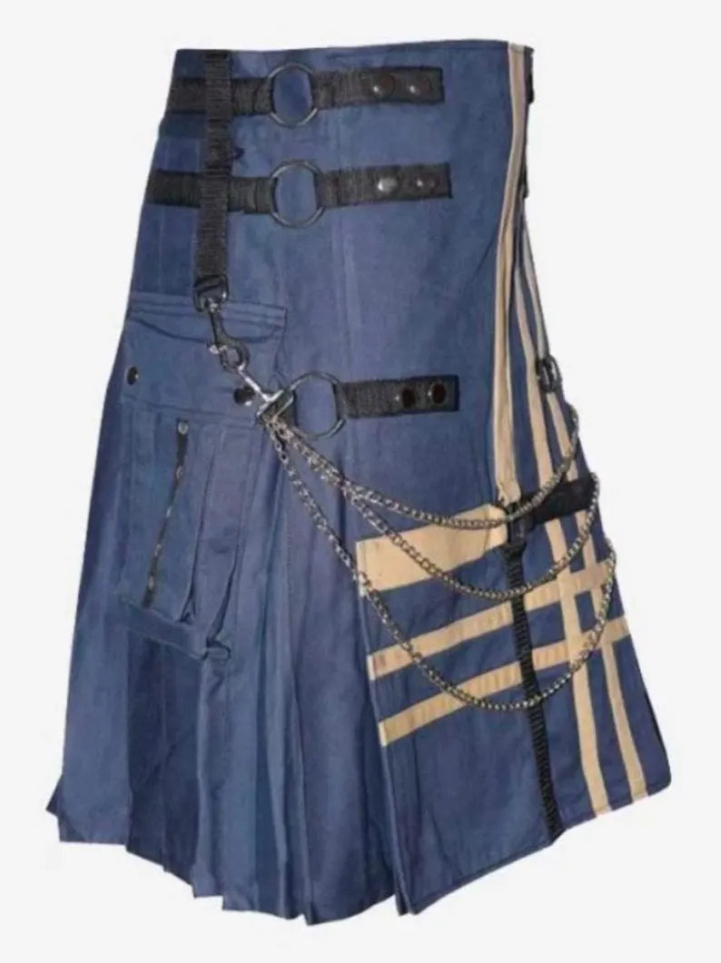 Scottish Premium Quality Traditional Utility Kilt With Chain For Men’s