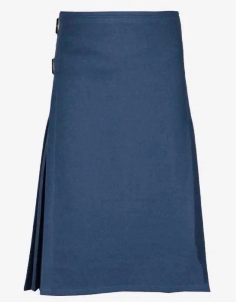 Scottish Premium Blue Cotton Utility Kilt For Men’s