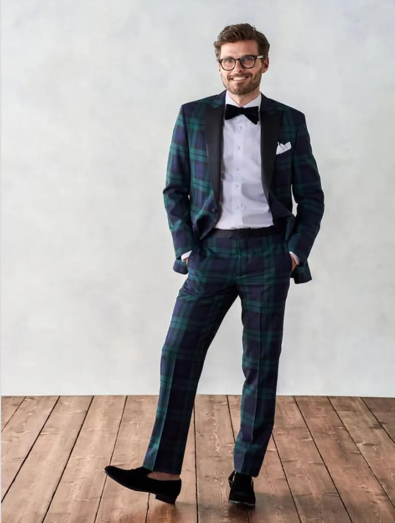 Scottish Black Watch Tartan Traditional Tuxedo Piece Suit For Every Event Custom Made
