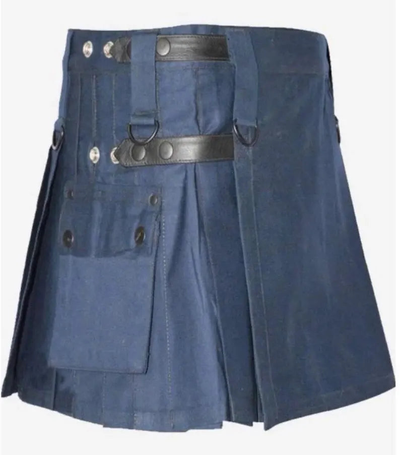 Scottish Half Kilt In Light Navy Blue Colour