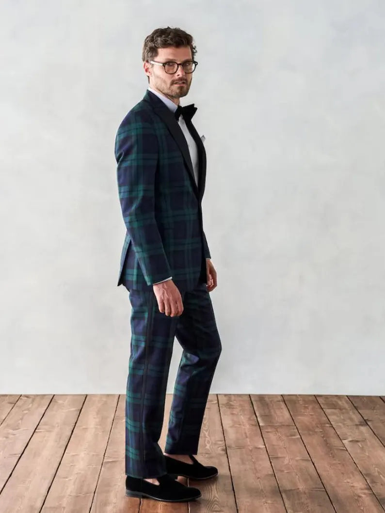 Scottish Black Watch Tartan Traditional Tuxedo Piece Suit For Every Event Custom Made