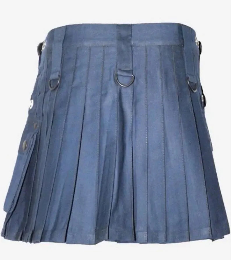 Scottish Half Kilt In Light Navy Blue Colour