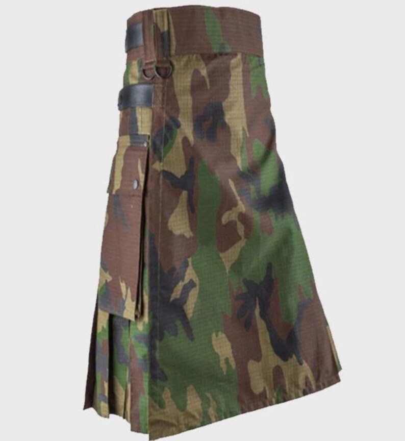 Scottish Camouflage Kilt With Leathet Straps For Men’s