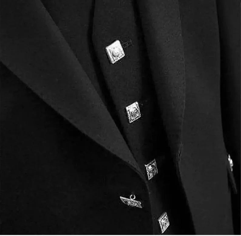 Scottish Men’s Black Argyle Kilt Jacket With Vest