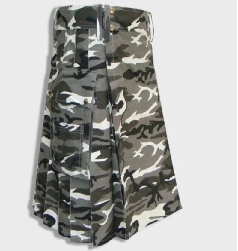 Scottish Urban Snow Camouflage Utility Kilt For Men’s