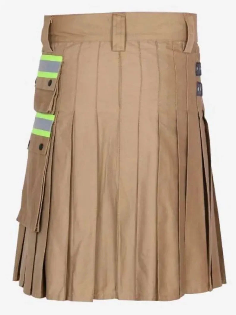 Scottish Khaki Firefighter Utility Kilt For Men’s