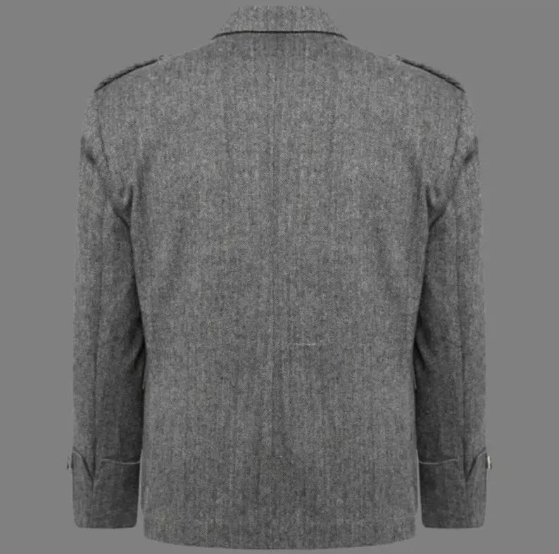 Scottish Men’s Craig Argyle Tweed Coat With Vest Wedding Jacket