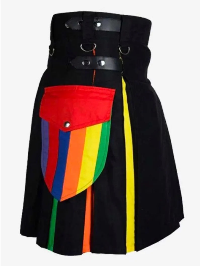 Scottish Rainbow Cotton Utility Kilt For Men’s
