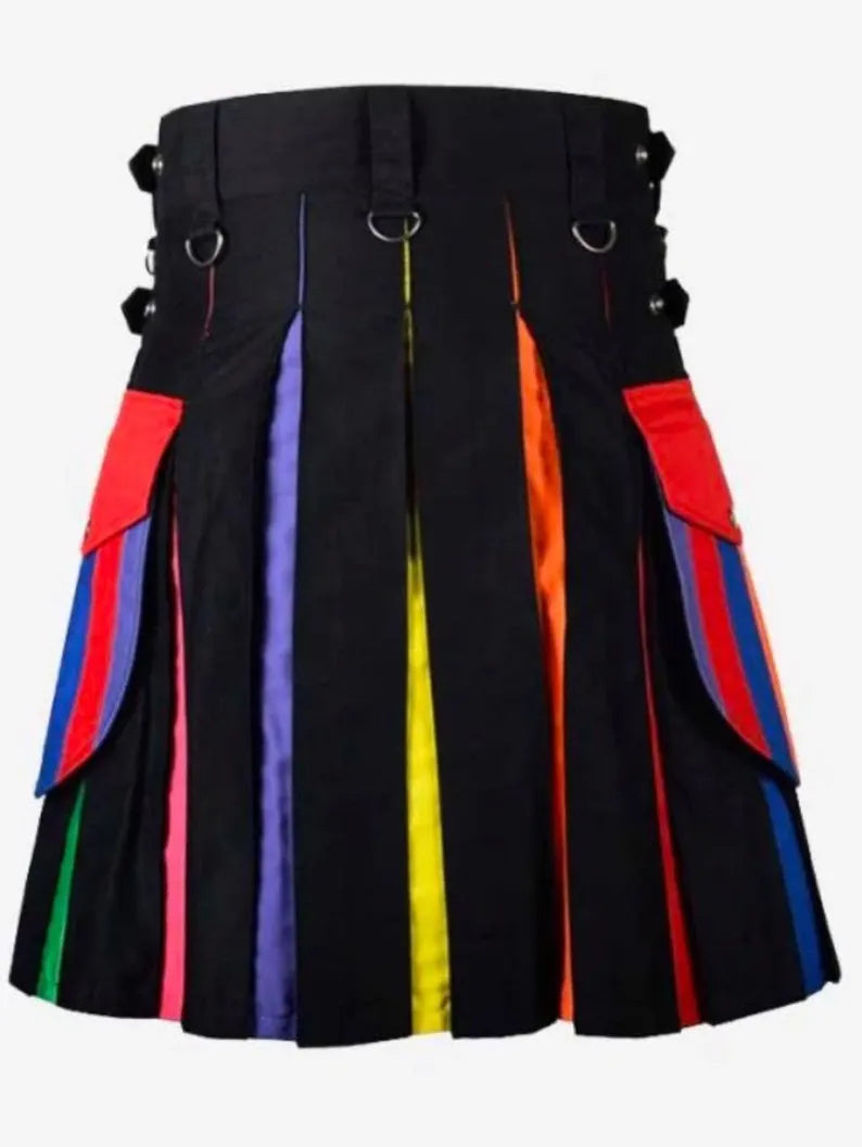 Scottish Rainbow Cotton Utility Kilt For Men’s