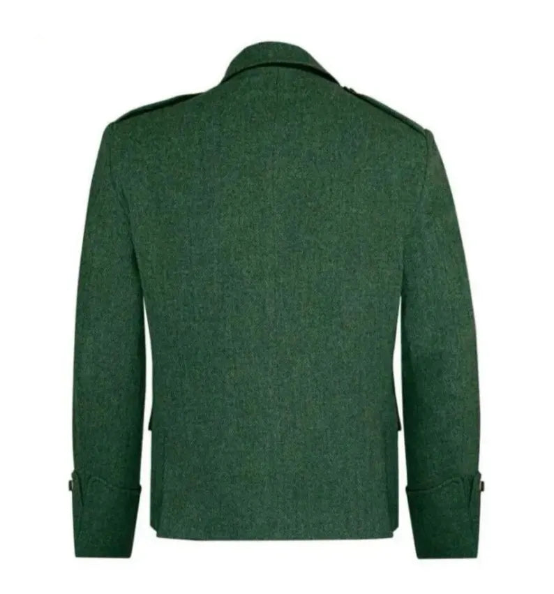 Scottish Men’s Lovat Green Argyle Kilt Jacket With Vest