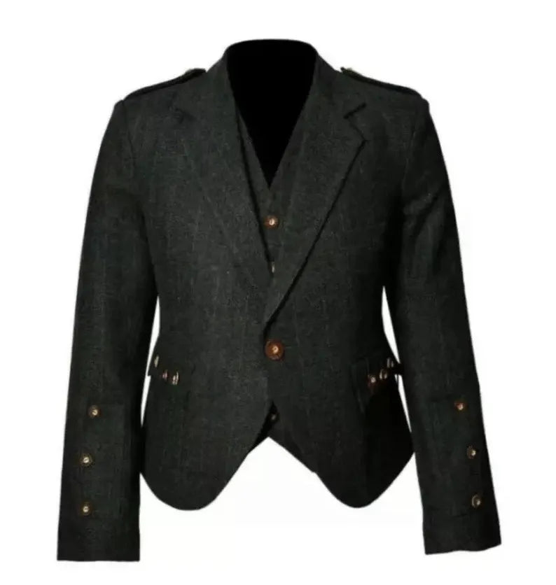Men's Tweed Wool Argyle Kilt Jacket & Vest: Scottish Heritage