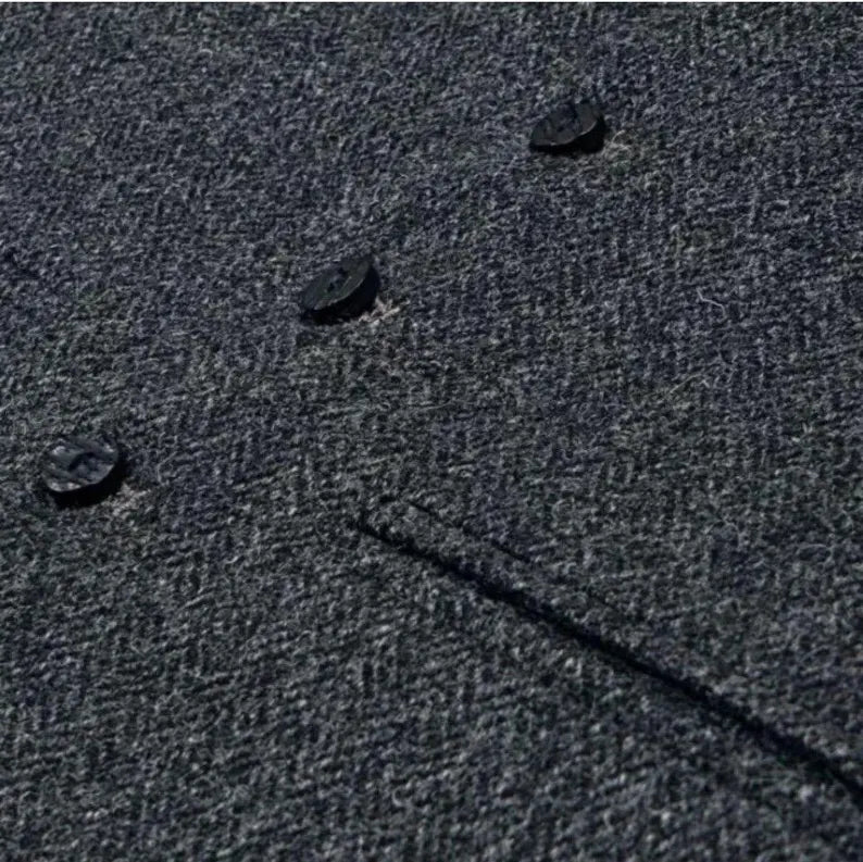 Scottish Men’s Charcoal Grey Blazer Wool Argyle Kilt Jacket