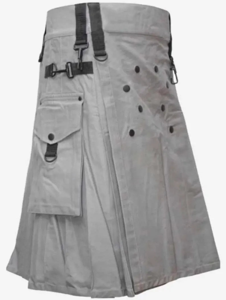 Scottish Men Fashion Grey Utility Kilt