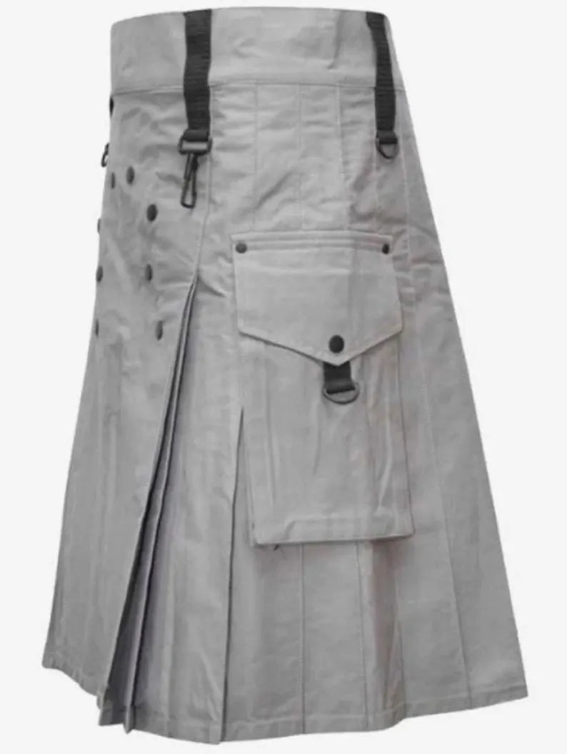 Scottish Men Fashion Grey Utility Kilt
