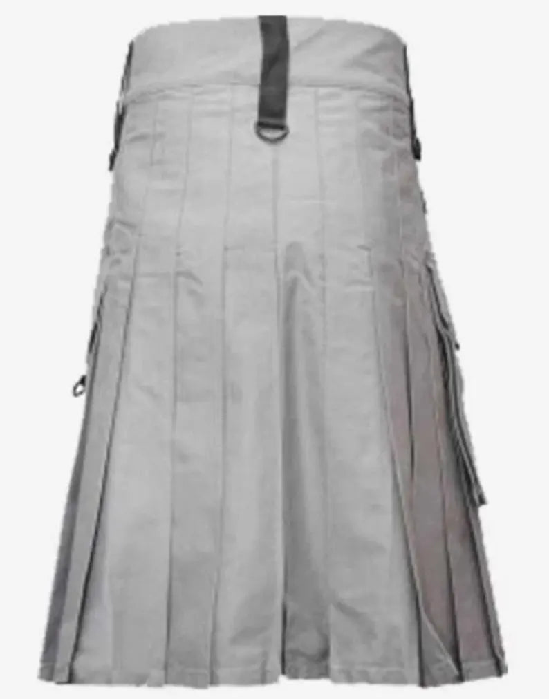 Scottish Men Fashion Grey Utility Kilt