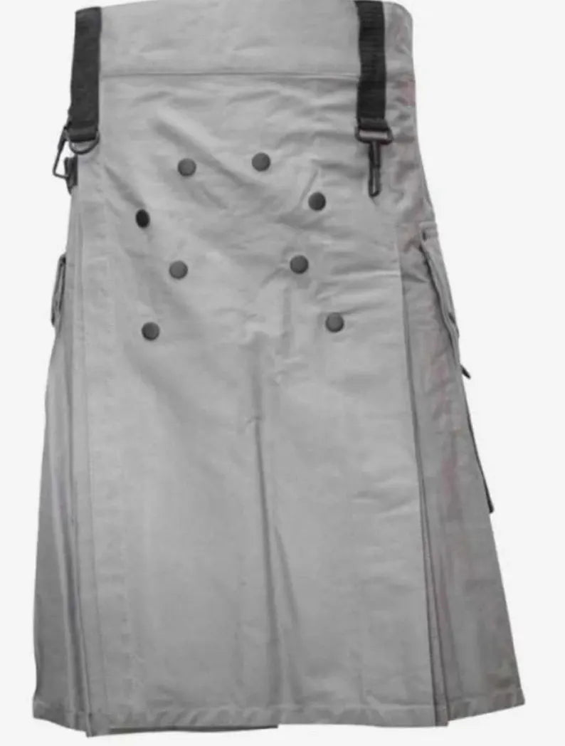 Scottish Men Fashion Grey Utility Kilt