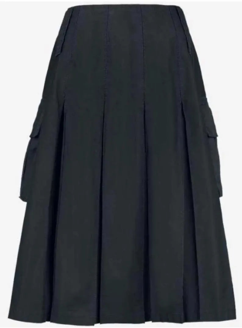 Scottish Decent Style Black Cotton Utility Kilt For Men’s