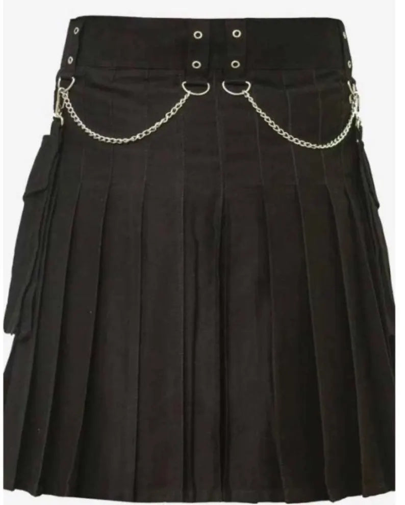 Scottish Black Warrior Modern Utility Kilt With Chairs For Men’s