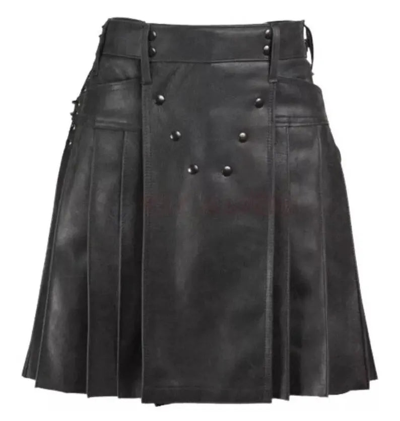 Handmade Leather Kilt for Men: Full Pleated Design