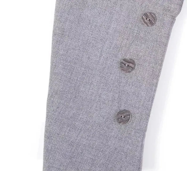 Scottish Light Grey Wool Blazer Crail kilt Jacket & Vest Bone Buttons Wedding Jacket
