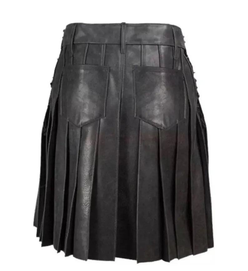 Handmade Leather Kilt for Men: Full Pleated Design