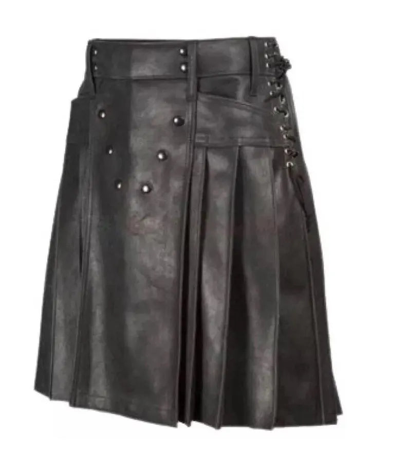 Handmade Leather Kilt for Men: Full Pleated Design