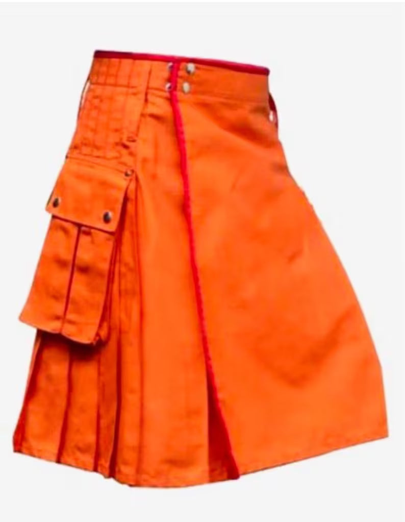 Scottish Premium Orange Utility Kilt For Men’s